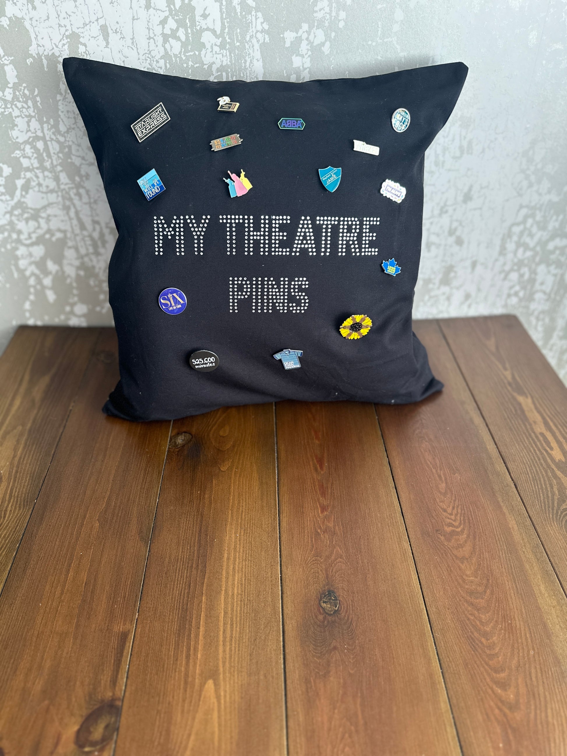 Theatre pin display cushion, theatre lover gift cushion