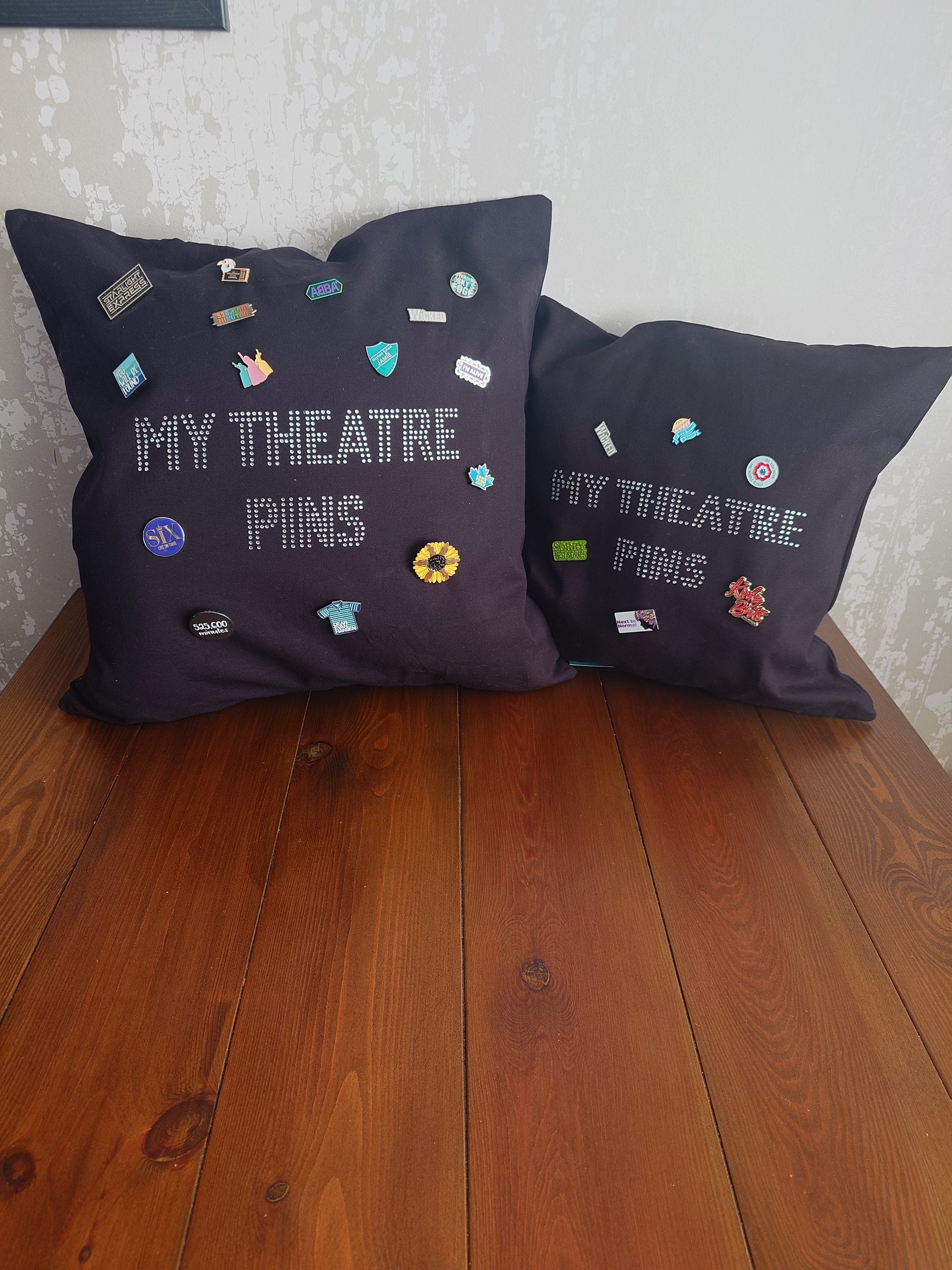 Theatre pin display cushion, theatre lover gift cushion