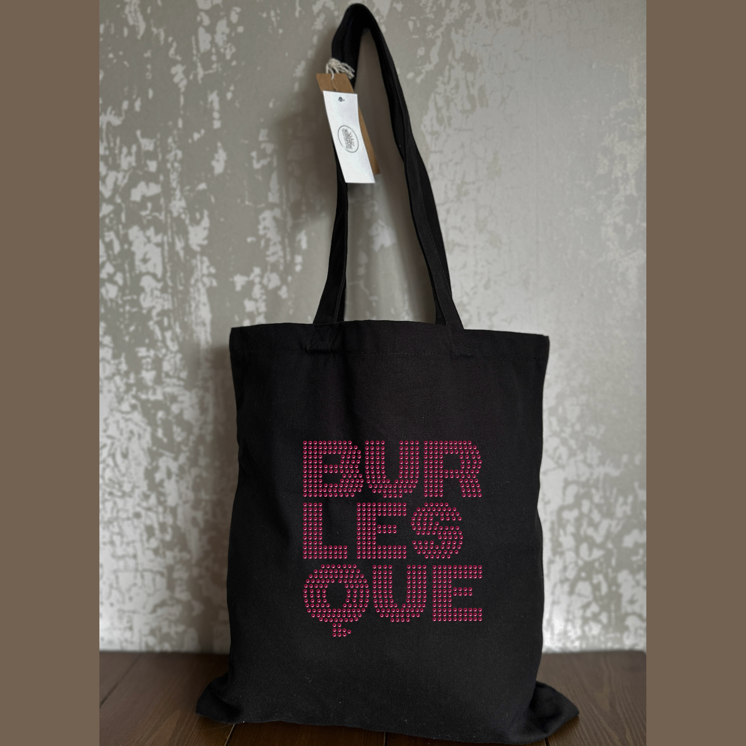 Burlesque musical, theatre tote bag, bag with logo