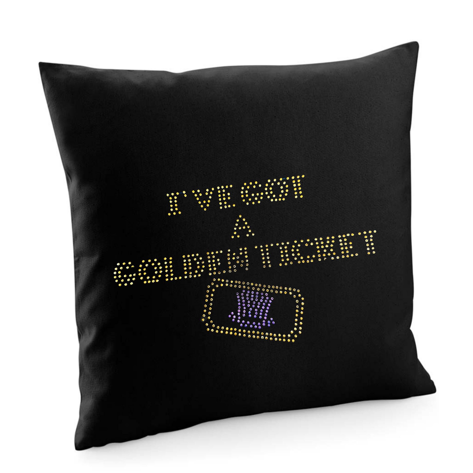 Charlie and the Chocolate factory, golden ticket musical design, cotton cushion cover