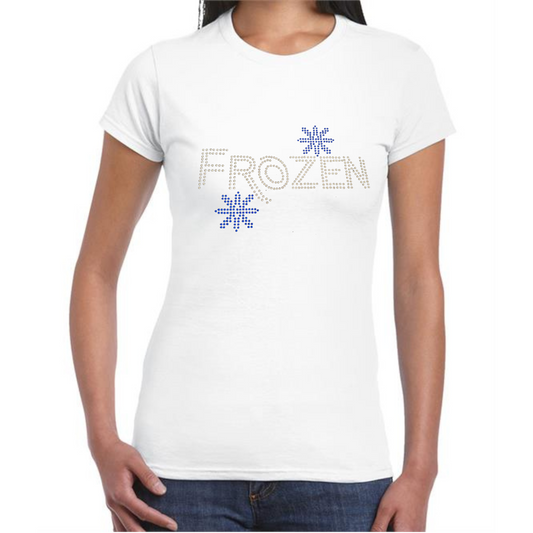 Frozen musical cotton bling snowflake Ladies Fit T-shirt