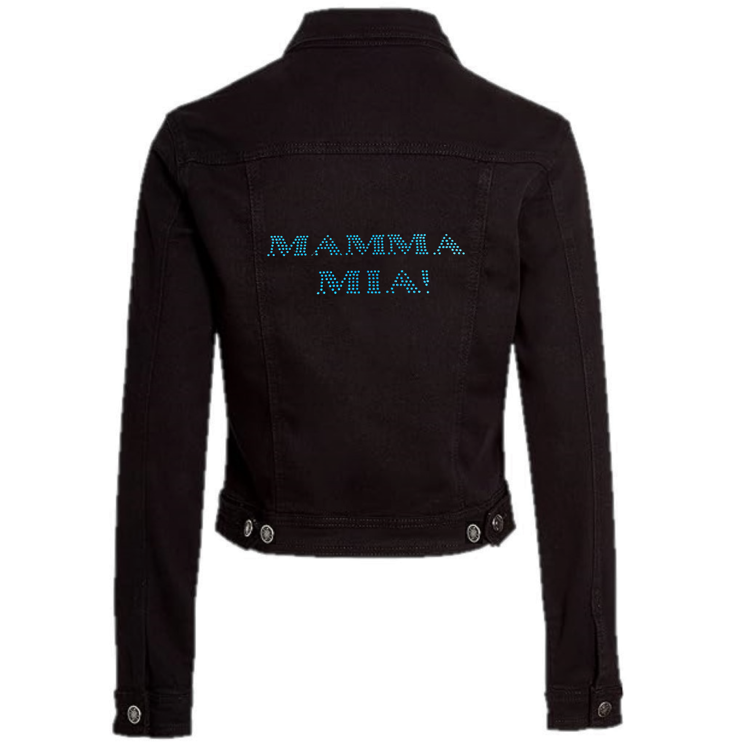 Mamma Mia Bling Rhinestone Denim Jacket, Sparkling Denim with a Touch of Glam