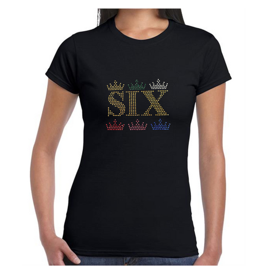 Six 6 crown design adult ladies T shirt
