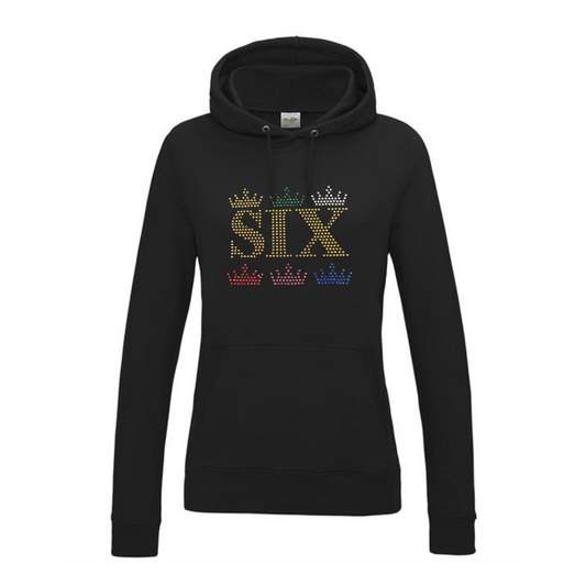 Six the musical cotton queen crown design adult pullover hoodie