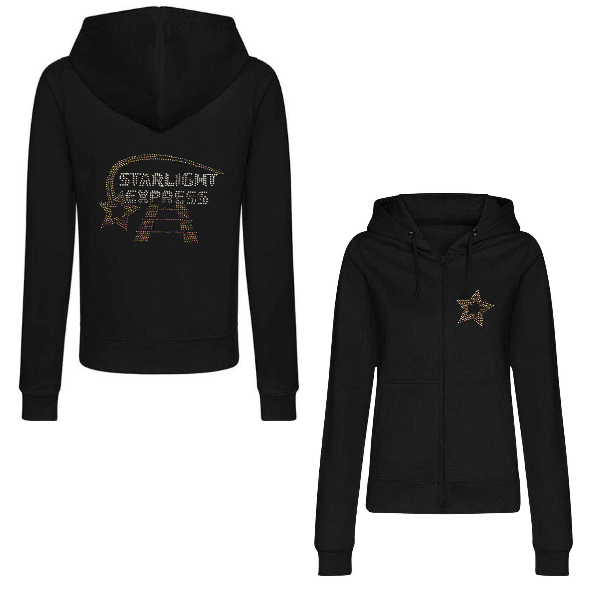 Starlight Express Zipped Hoodie Adult with design front and back