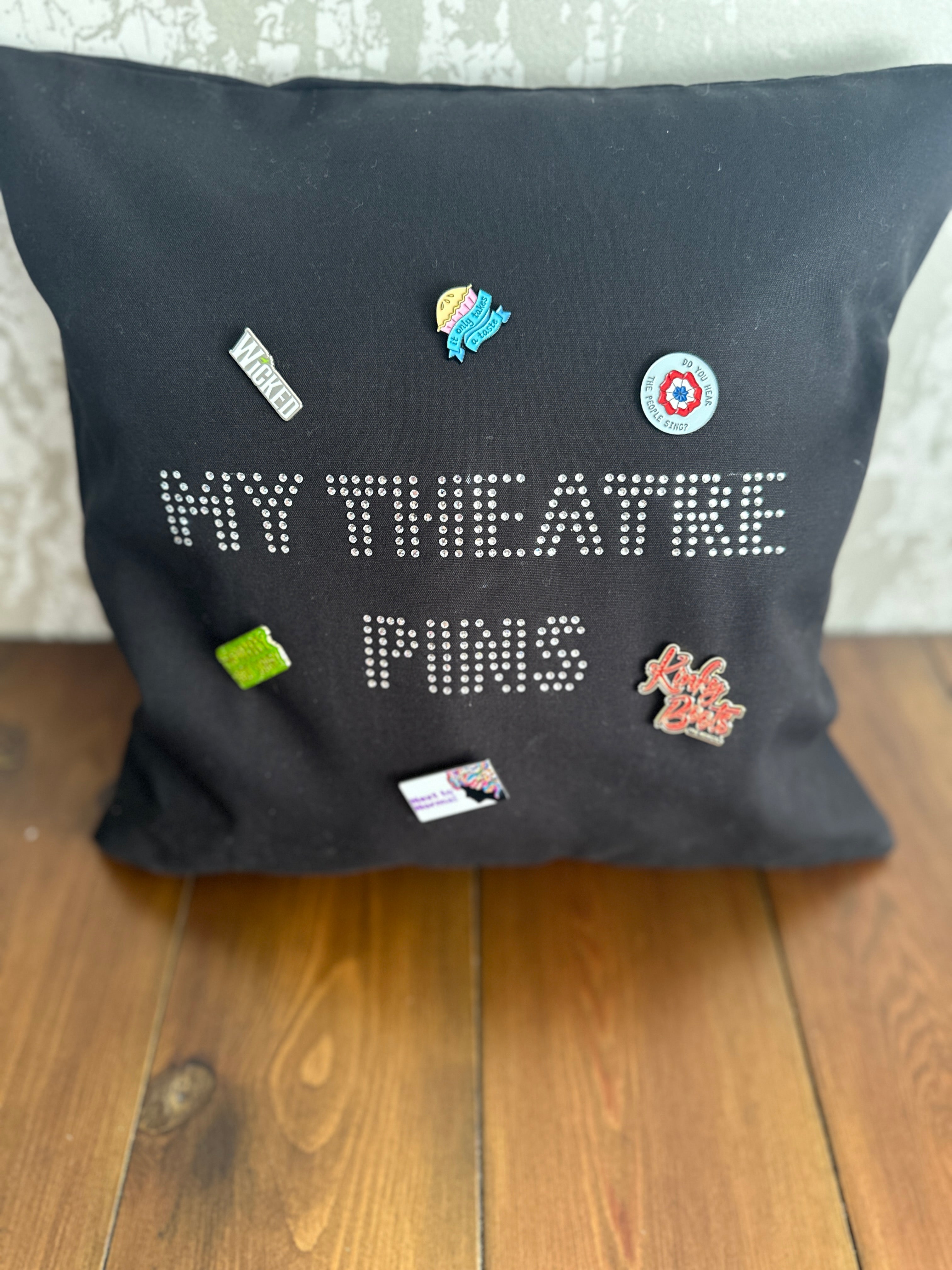 Theatre pin display cushion, theatre lover gift cushion