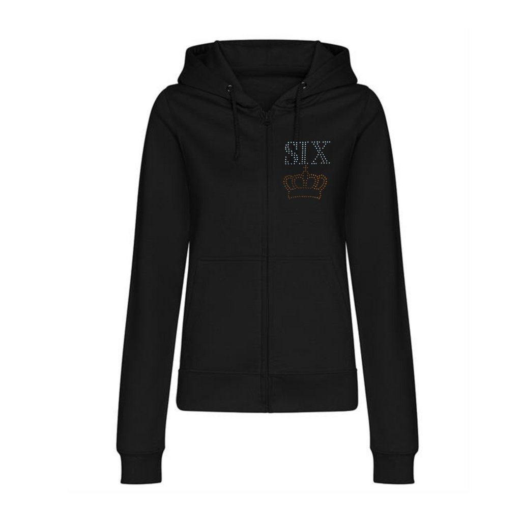 Six musical Double Sided Crown Design Zipped Adult Hoodie