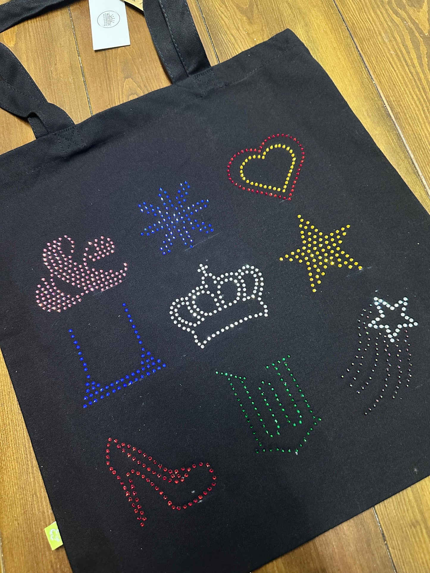 Musical theatre tote bag with 9 sparkly bling designs inspired Westend and Broadway shows