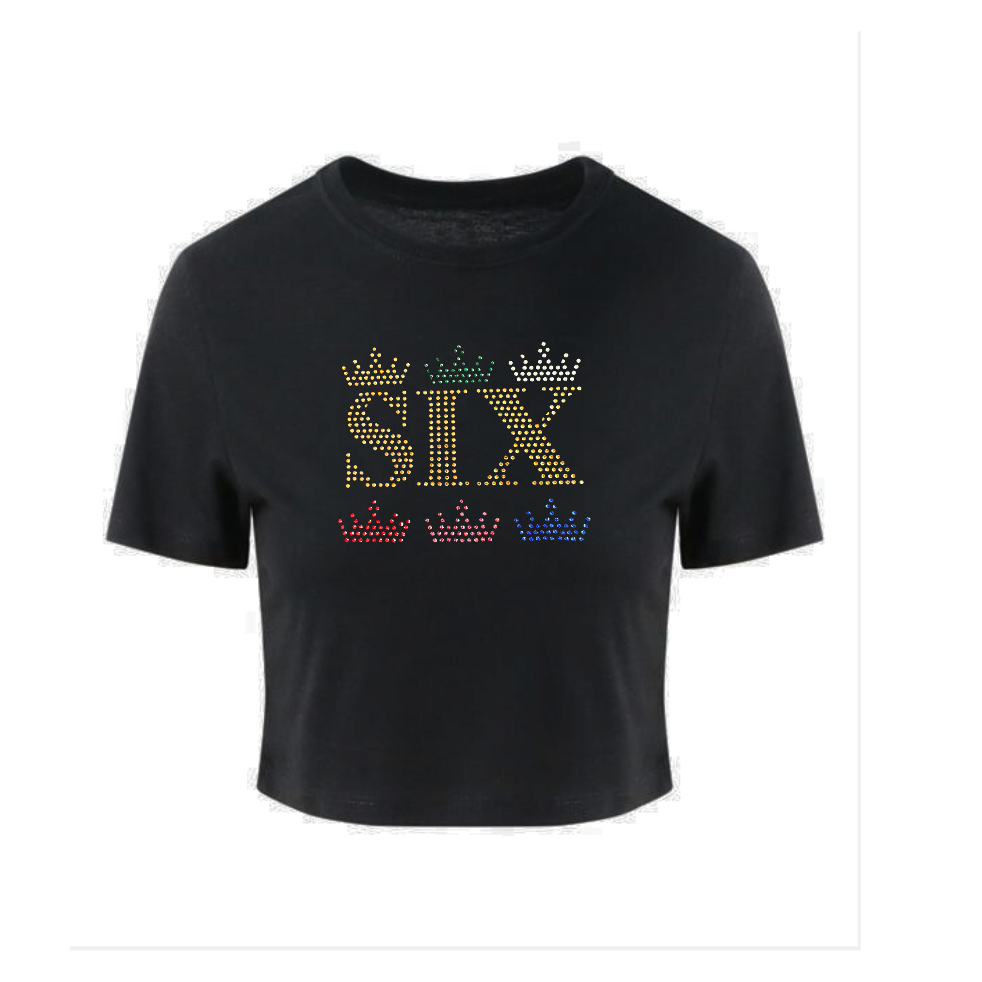 Six the musical bling crown design merch crop t shirt
